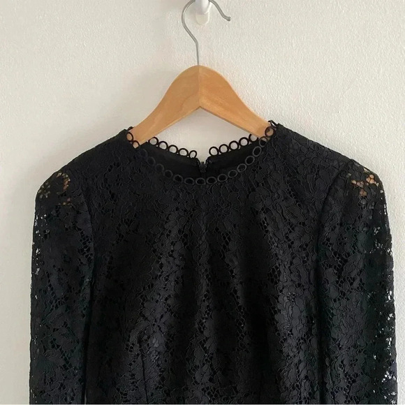 J. Crew Black Lace Long Sleeve Dress SZ 00 - Picture 3 of 12
